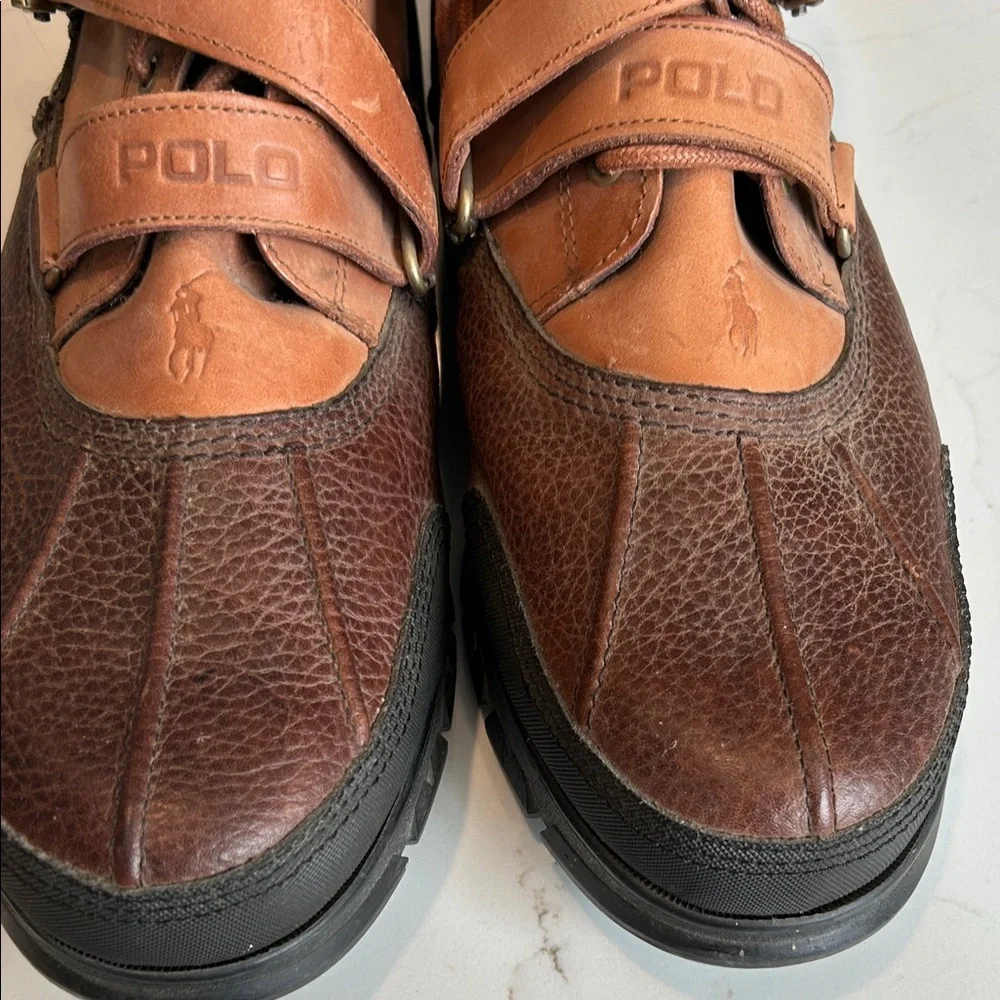 Polo by Ralph Lauren Brown Leather Lace-Up Rain & Snow Boots